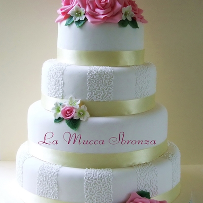 Pink Rose Wedding Cake