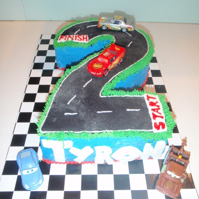 Number 2 Cars Cake