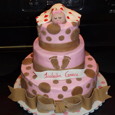 Pink And Brown Baby Shower Cake