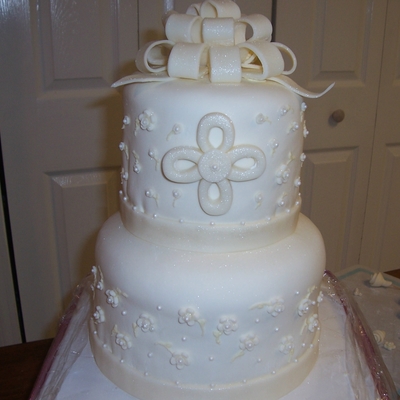 First Communion White Round Tiered