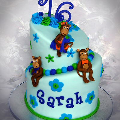 Monkey Themed Topsy Turvey Mad Hatter Cake