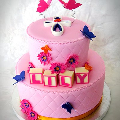 Pink Baptism Cake