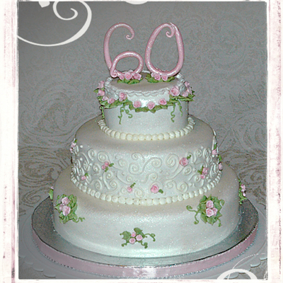 60Th Anniversary Miniature Roses Cake