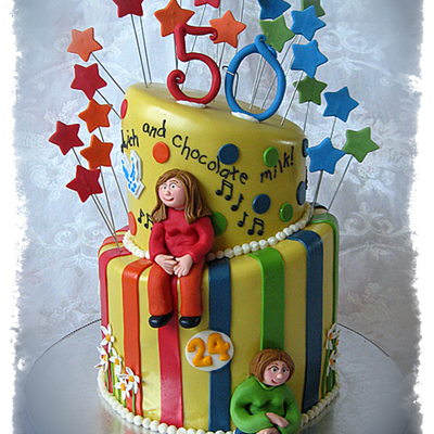 Whimsical Topsy Turvey 50Th Birthday Celebration Cake