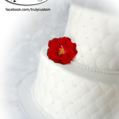 Quilted And Pearl Anniversary Cake