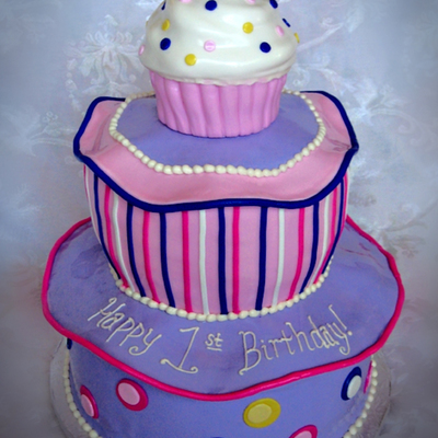 First Birthday Cupcake Theme Cake