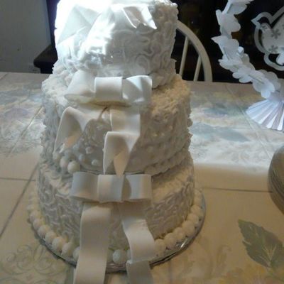 Three Tier White Wedding Cake