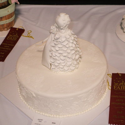 White Stenciled Bridal Shower Cake