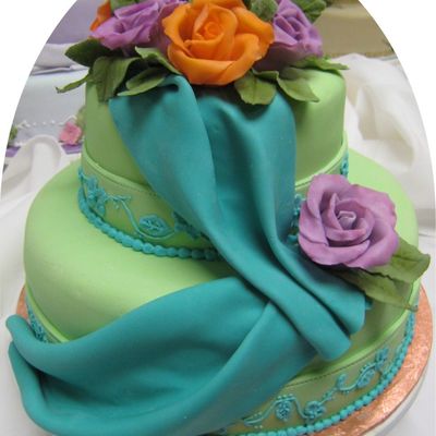 Green & Blue With Roses
