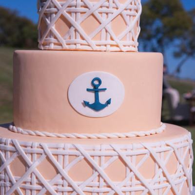 Anchor And Basket Weave Wedding Cake