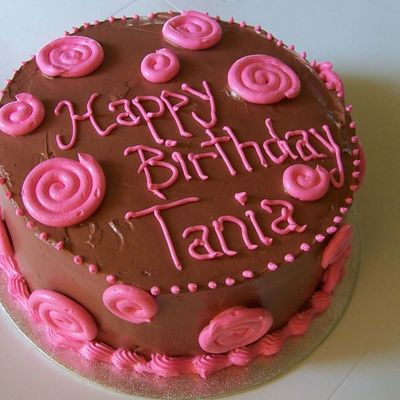 Pink And Brown Birthday Swirl Cake