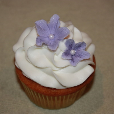 Cupcake With 2 Purple Fondant Flowers