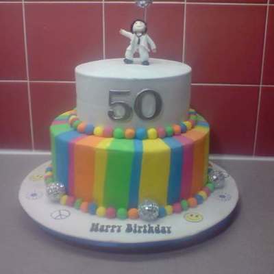 70S Themed Birthday Cake - 50Th