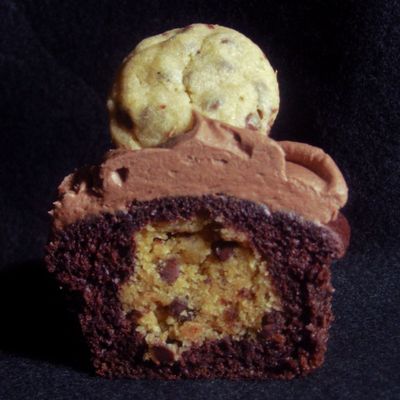 Chocolate Chocolate Chip Cookie Dough Cupcake