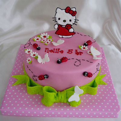 Hello Kitty With Ladybugs And Butterflies