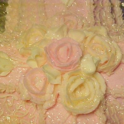 Pink / White Roses From Cross Cake