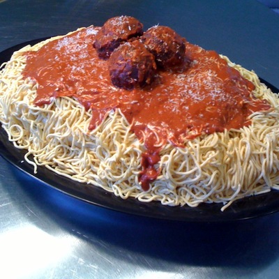 Spaghetti And Meatballs Cake