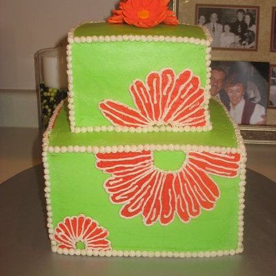 Warhol Gerbera Daisy Pop Art Square Cake