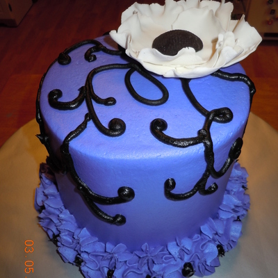 Purple And Black Scrolls With Flower