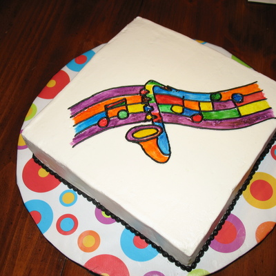 Square Saxophone Hand Painted Buttercream