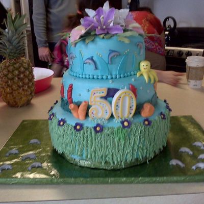 50Th Birthday Luau/dolphin Cake
