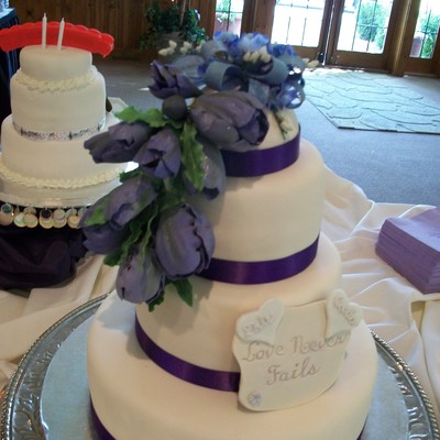 Purple Tulip Cascade Wedding Cake