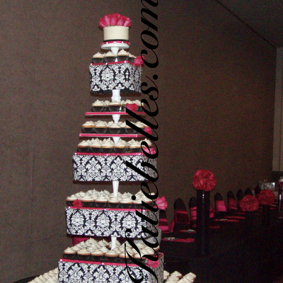 Damask Wedding Cupcake Tower
