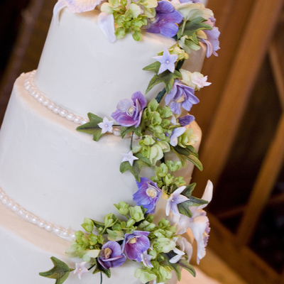 Purple Orchid Sugar Flower Wedding Cake