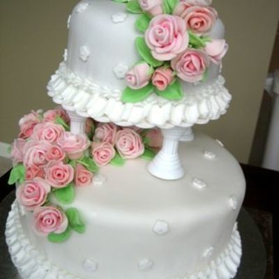 2-Tier Fondant Wedding-Style Cake