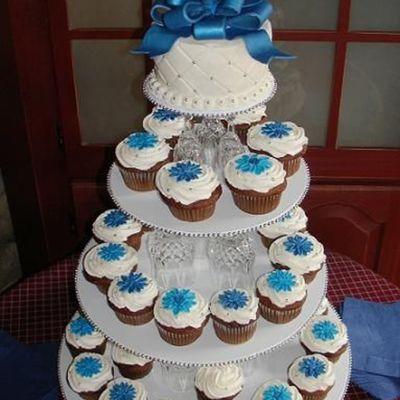 Blue Shower Cupcake Tower