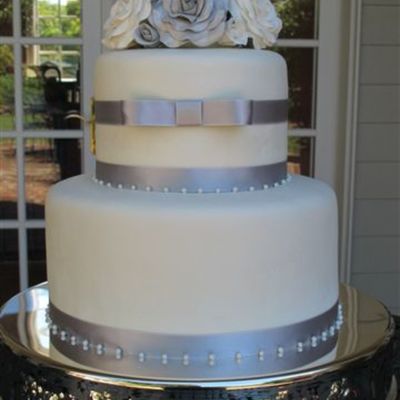 Silver And White Wedding Cake