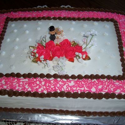 Pink And Brown Bridal Shower Cake