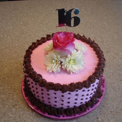 Brown & Pink Sweet Sixteen Cake