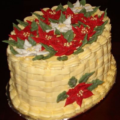 Poinsettia Basket Cake