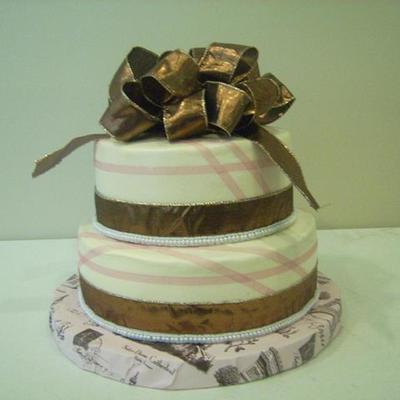 Pink And Brown Bridal Shower Cake
