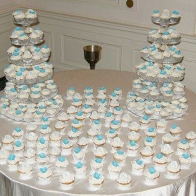 Blue Hydrangea Cupcake Wedding Cake