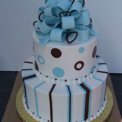 Blue And Brown Dots And Stripes