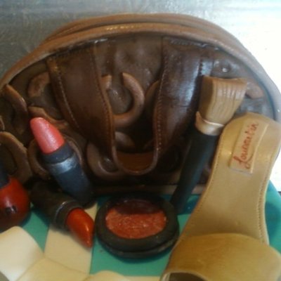 Purse And Tiffanys Box With Makeup Accents
