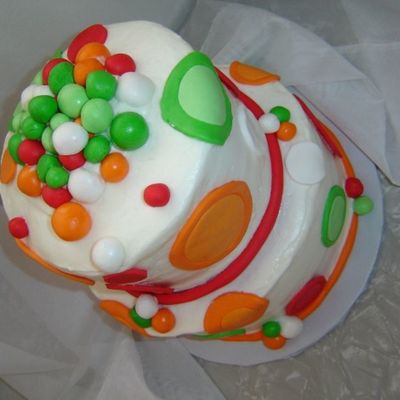 2 Tier Dots Bubbles Round Cake