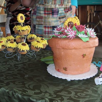 Flowerpot And Sunflowers