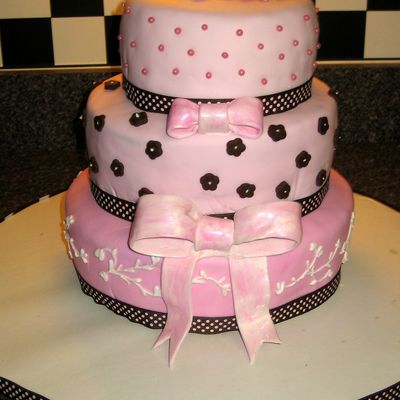 Pink And Brown Baby Shower Cake