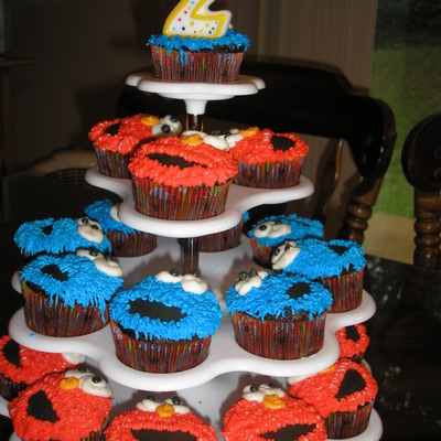 Elmo And Cookie Monster Cupcakes