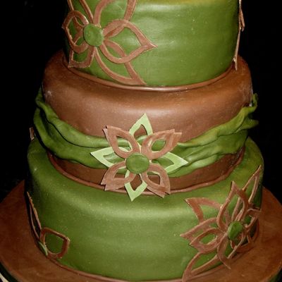 Green And Brown Wedding Cake