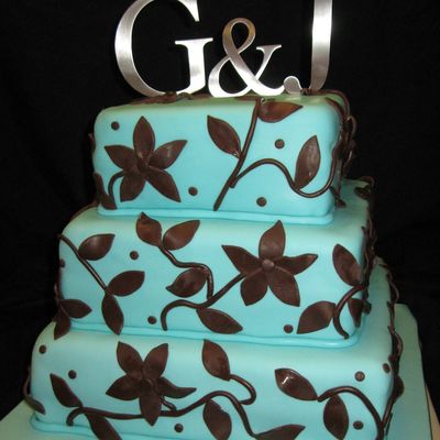 Turquoise And Brown Wedding Cake