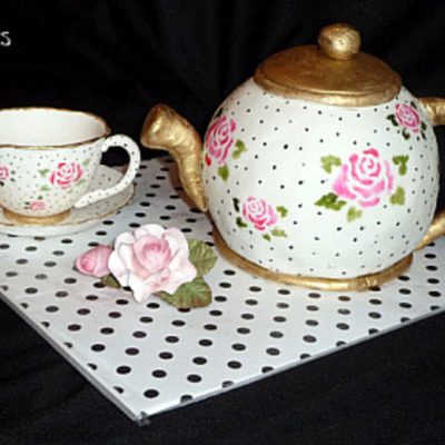 Teapot & Cup W/ Roses...