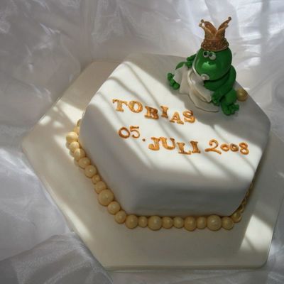 Baby Frog King On Christening Cake