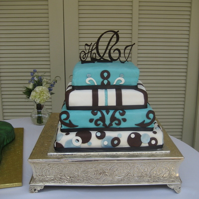 Aqua And Blue 4 Tier Wedding Cake