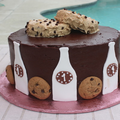 Milk & Cookies 1St Birthday Cake