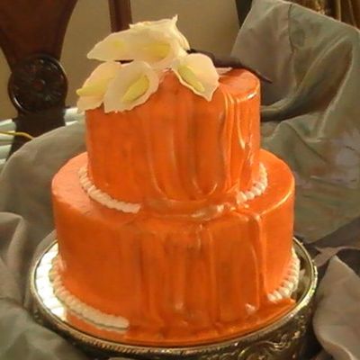 Round/orange Cake W/mmf /tylose Flowers