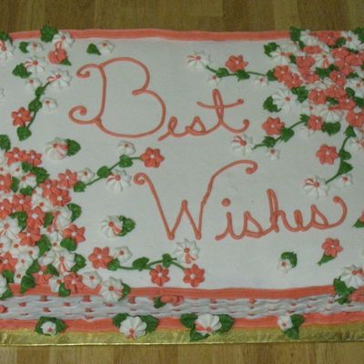 Coral And White Basket Weave Bridal Shower Cake